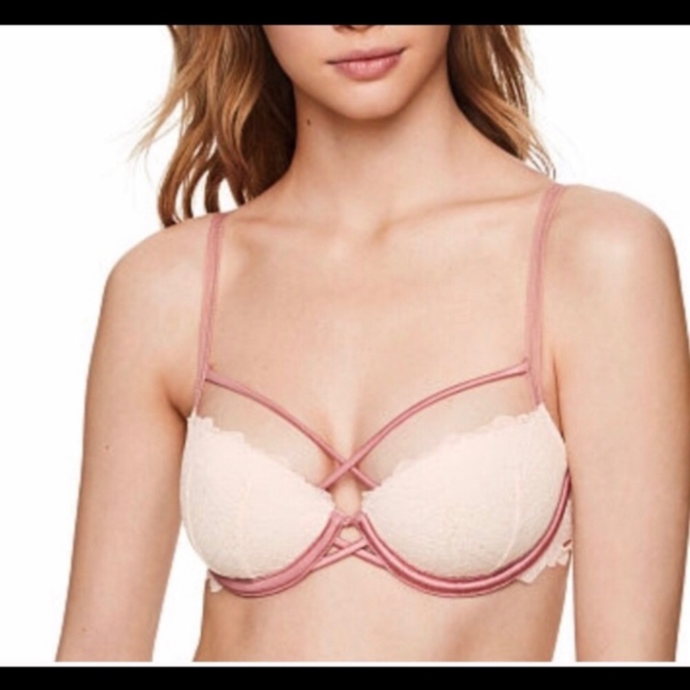 NWOT PINK Strappy Date Push-Up Bra